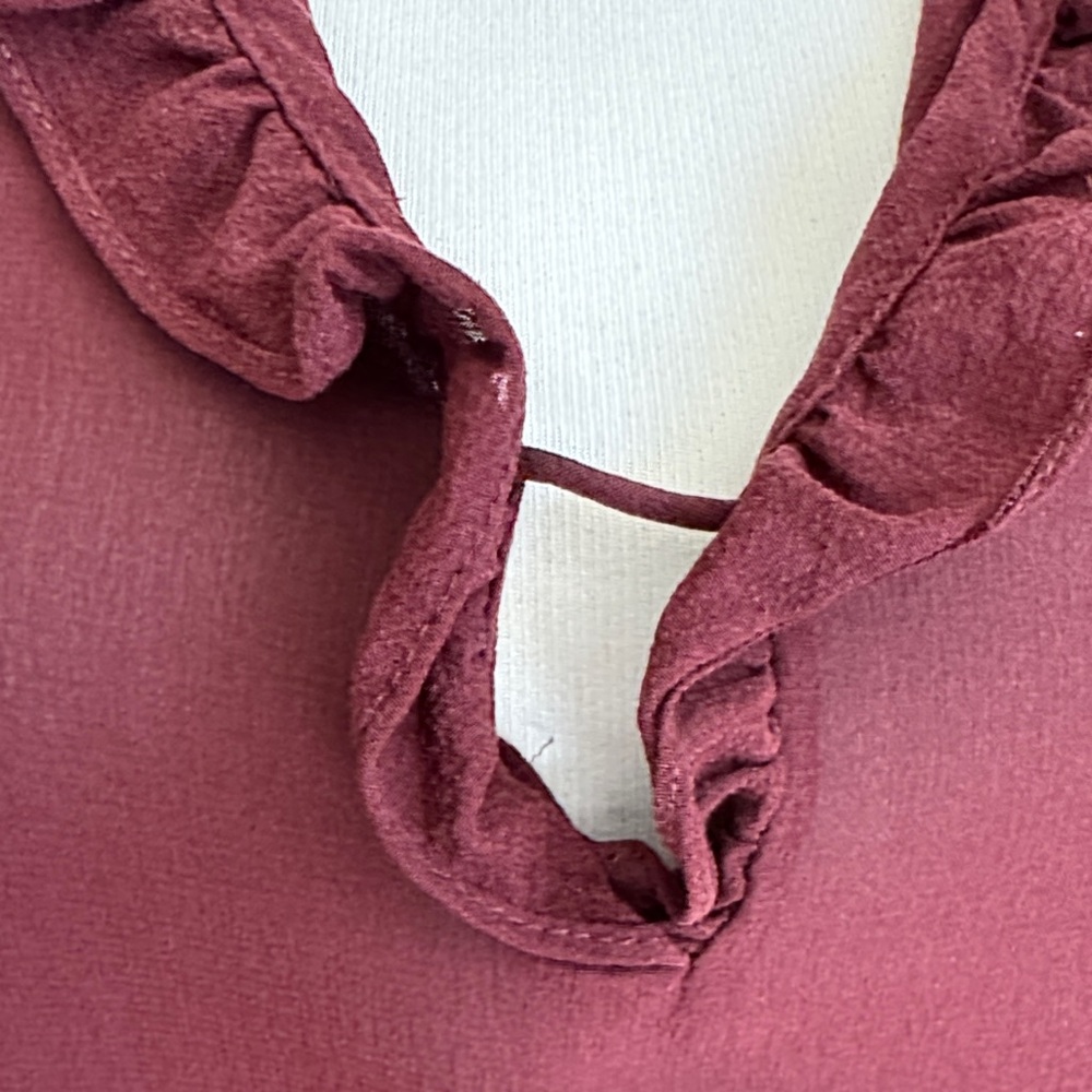 CW, Burgundy Ruffle Blouse - Picture 3 of 11